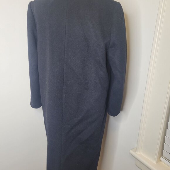 VTG J. Hook Womens Double-Breasted Wool Overcoat Satin Lining Navy Blue M L - Picture 3 of 7